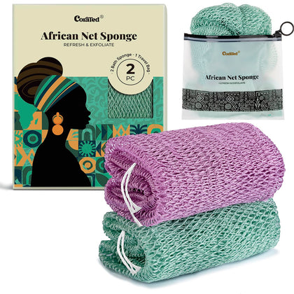 CORATED African Net Sponge front view with textured nylon mesh