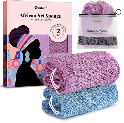 CORATED African Net Sponge front view with textured nylon mesh