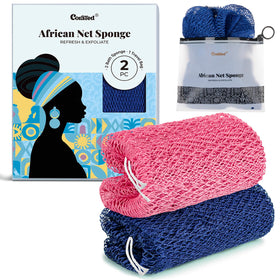 CORATED African Net Sponge front view with textured nylon mesh