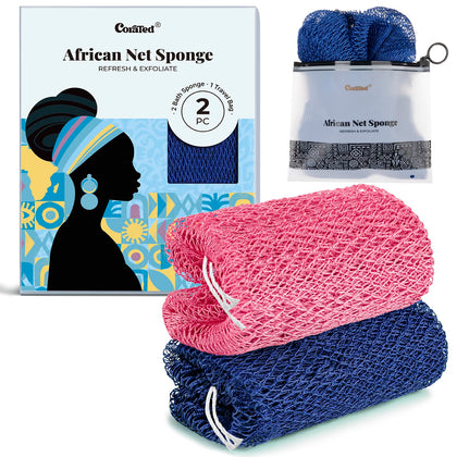 CORATED African Net Sponge front view with textured nylon mesh