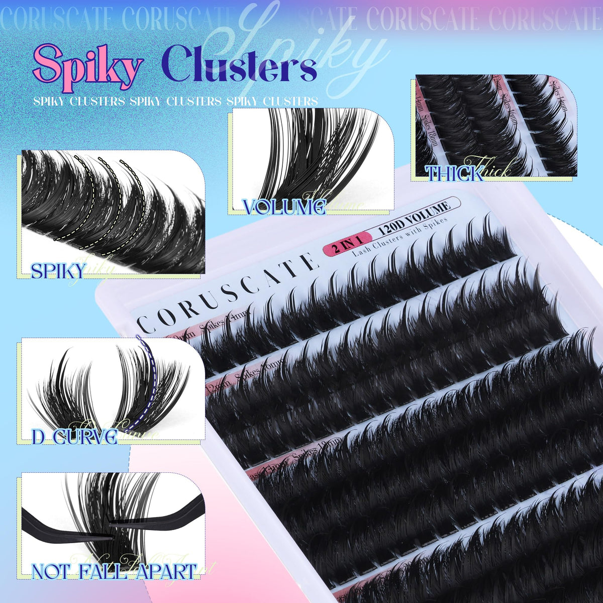 CORUSCATE lash clusters displayed with a makeup setup
