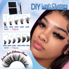 CORUSCATE Lash Clusters Kit 160D+260D displayed with lash bond and seal