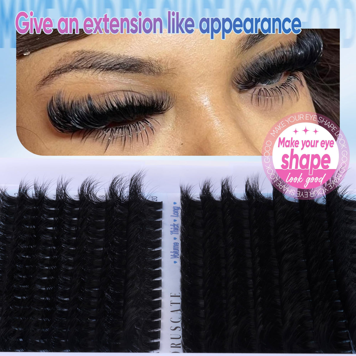 CORUSCATE Lash Clusters Kit 160D+260D lash tweezers for application