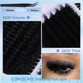 CORUSCATE Lash Clusters Kit 160D+260D lashes in various lengths