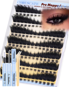 CORUSCATE Lash Clusters Kit with dramatic volume lashes and glue