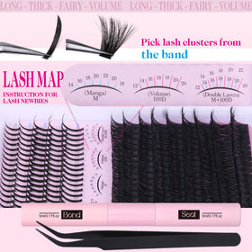 CORUSCATE Lash Clusters Kit with lash bond and seal close-up