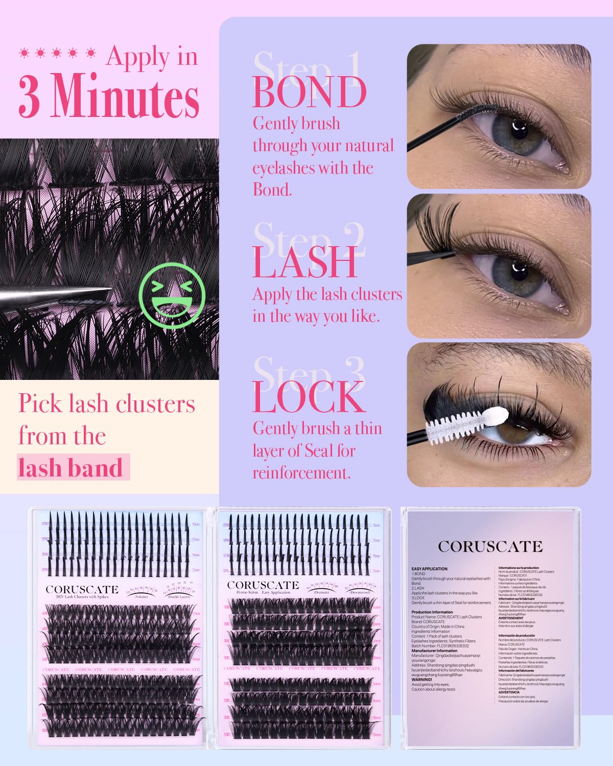 CORUSCATE Lash Clusters Kit with spike lashes displayed