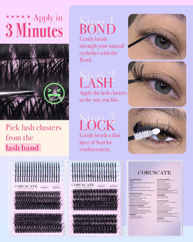 CORUSCATE Lash Clusters Kit with spike lashes displayed