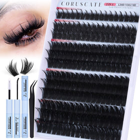 CORUSCATE Spiky Lash Clusters Kit front view with various lash sizes