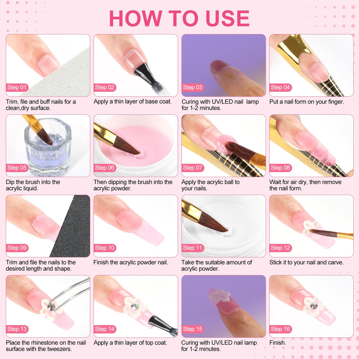 COSCELIA acrylic nail kit packaging and contents