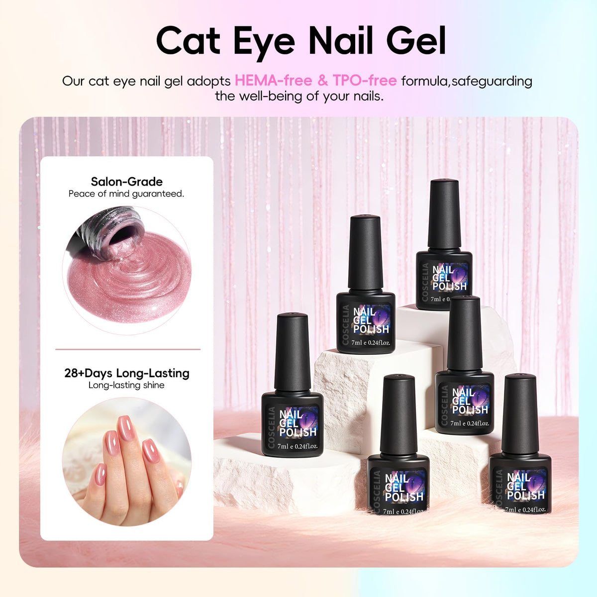 COSCELIA Cat Eye Gel Nail Polish set in packaging