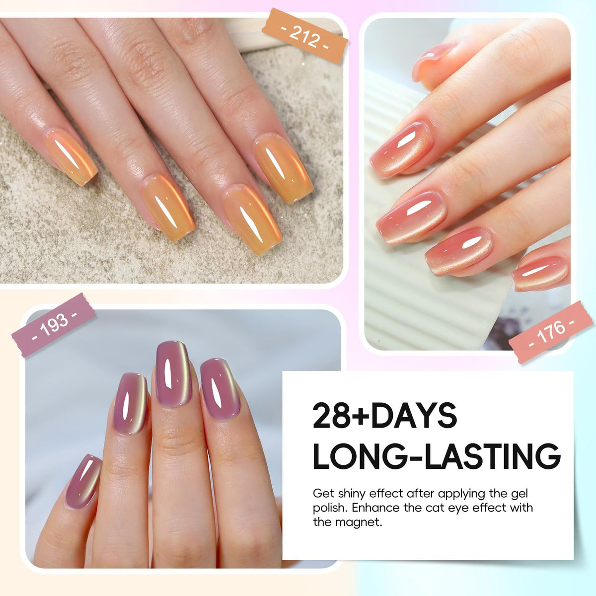 COSCELIA Cat Eye Gel Nail Polish set with magnet close-up