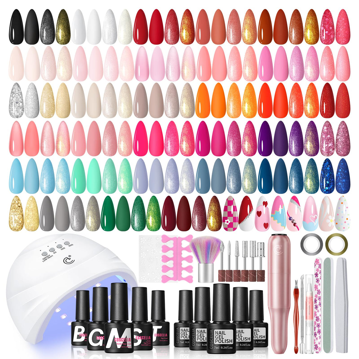 COSCELIA Gel Nail Kit 66pcs with UV light and nail drill