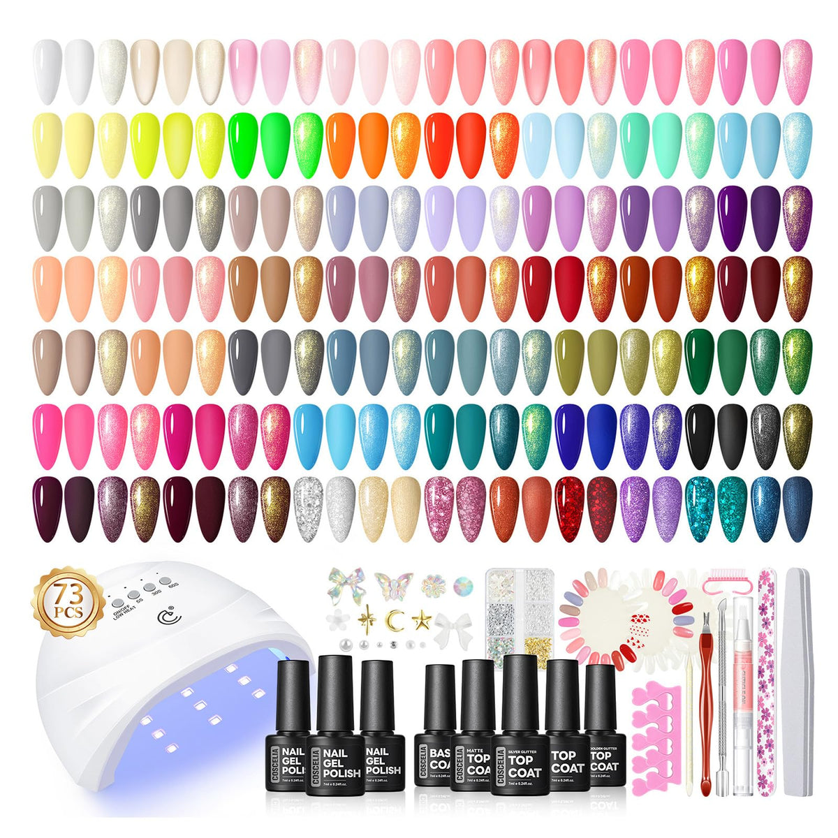 COSCELIA Gel Nail Kit with 55 colours and UV light