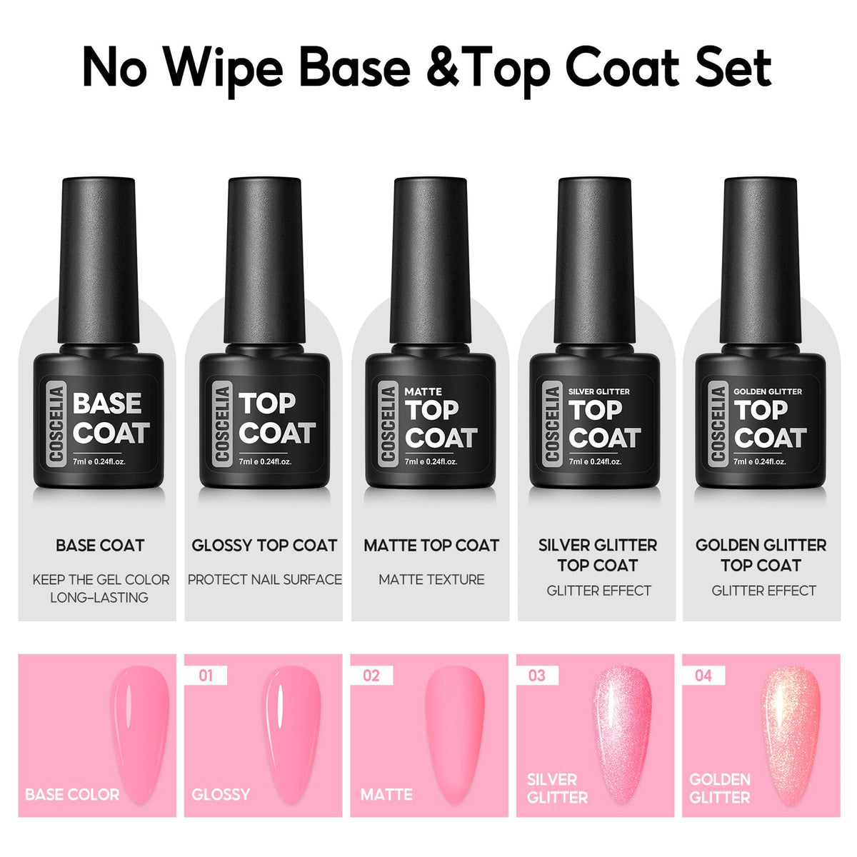 COSCELIA gel nail polish set packaging with 40 pieces