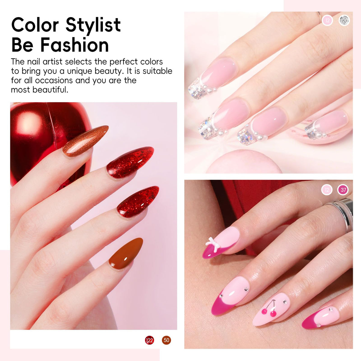 COSCELIA gel nail polish set showcasing glossy and matte top coats