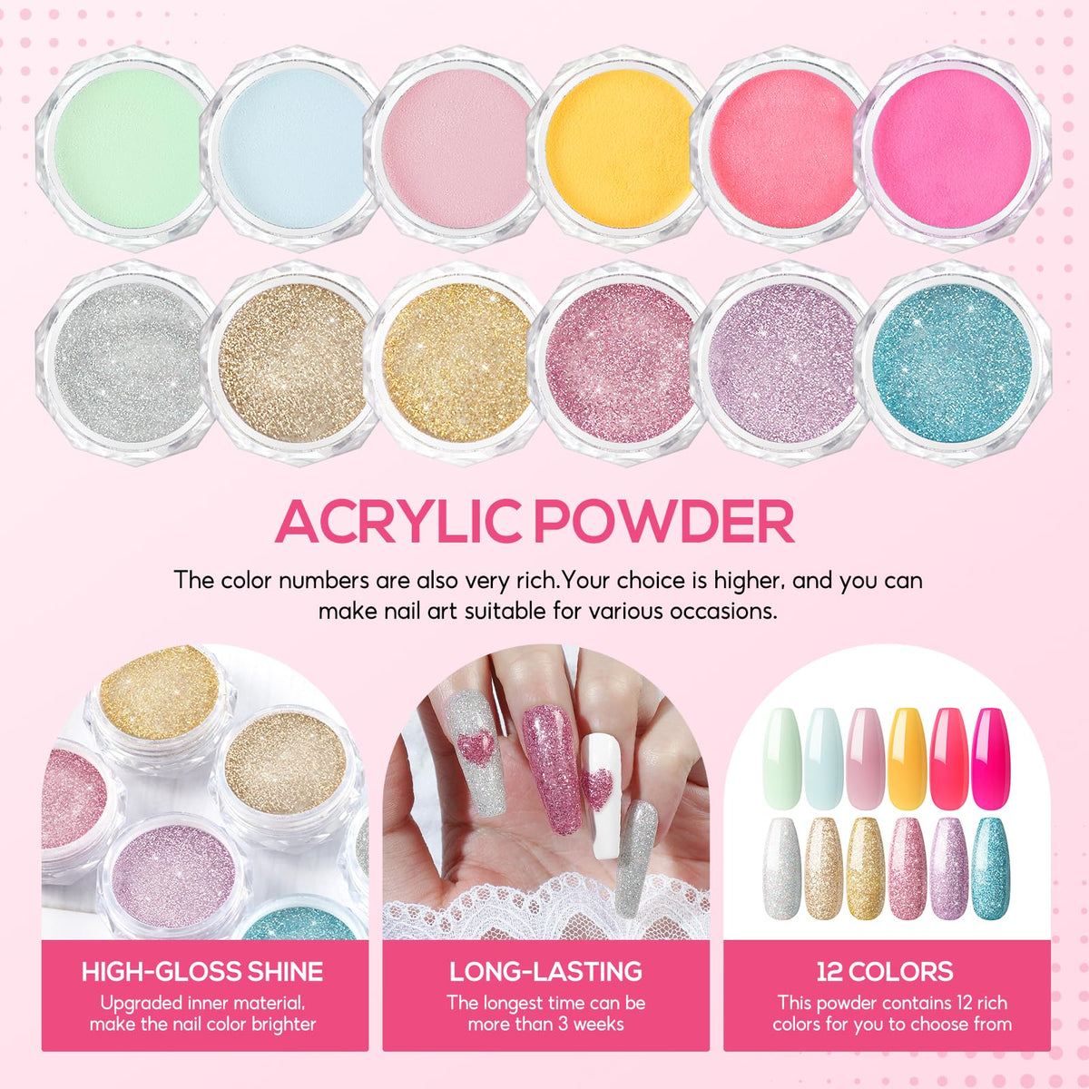 COSCELIA glitter decoration powders and rhinestones