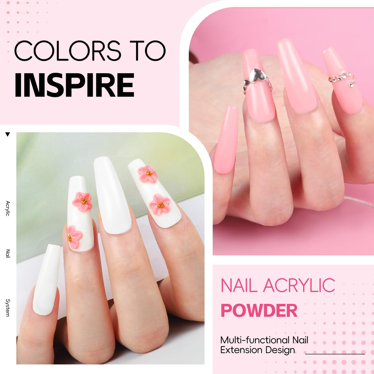 COSCELIA glitter powders and rhinestones for nail art