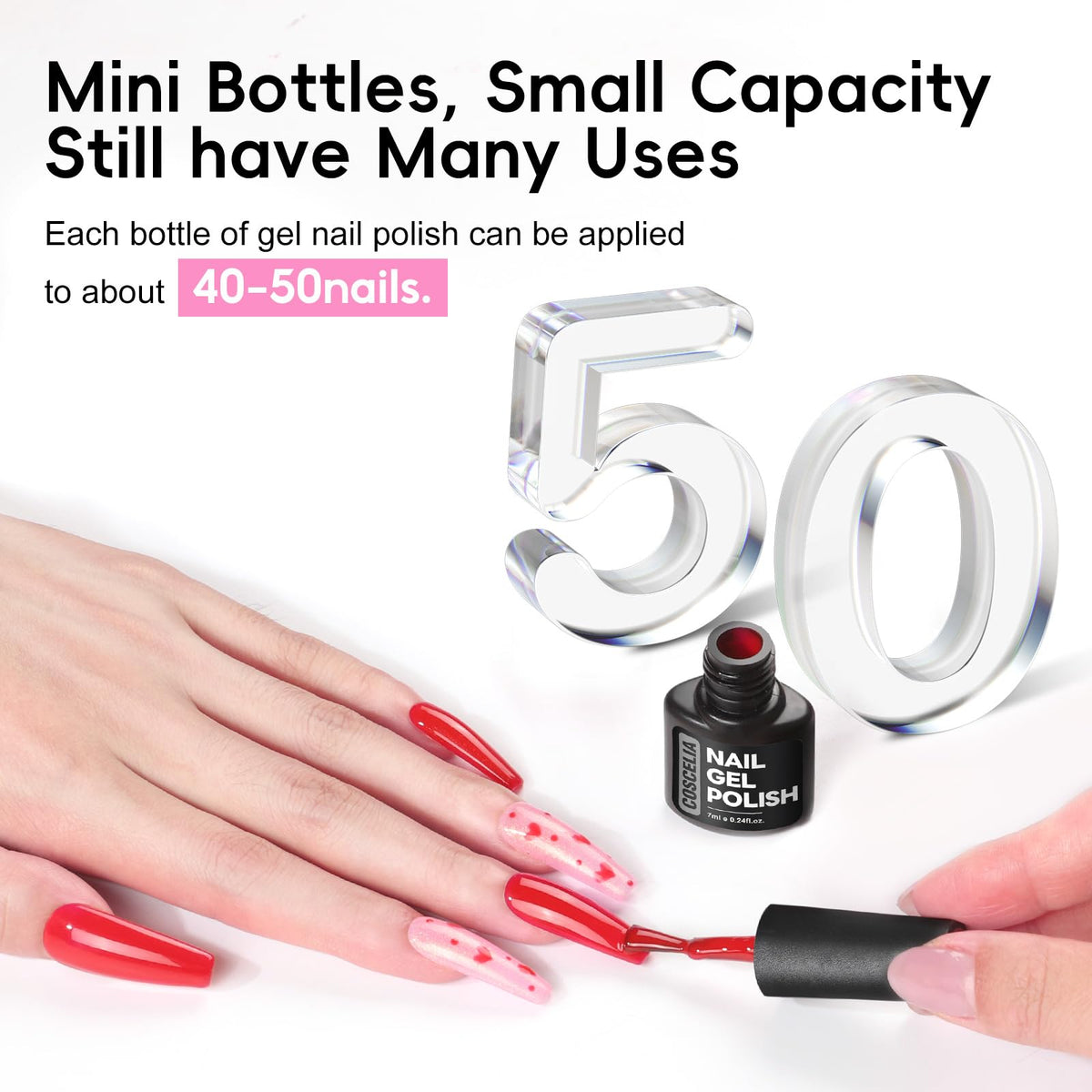 COSCELIA glitter top coats in the gel nail polish set