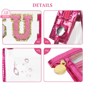 COSHAYSOO clear makeup bag with golden zipper detail