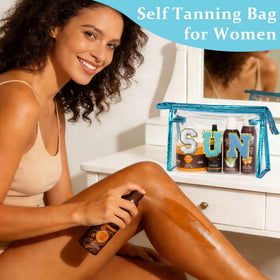 COSHAYSOO Clear Sunscreen Makeup Bag in a beach tote