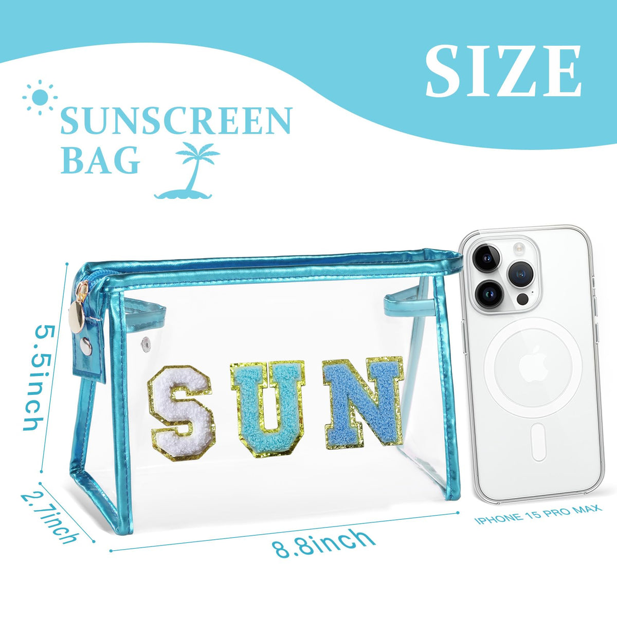 COSHAYSOO Clear Sunscreen Makeup Bag open showing interior