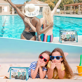 COSHAYSOO Clear Sunscreen Makeup Bag with golden zipper detail