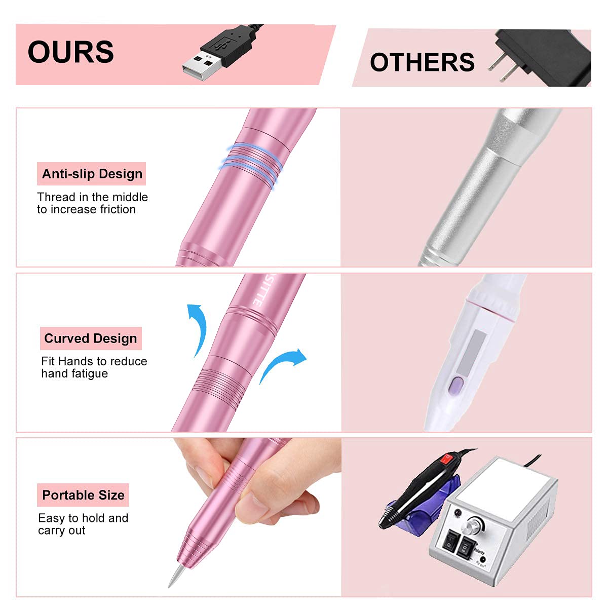 COSITTE Electric Nail Drill showing adjustable speed control