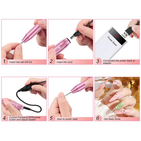 COSITTE Electric Nail Drill with 3/32 inch bits and sanding bands