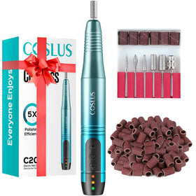 COSLUS C20 Cordless Nail Drill front view with professional grinder bits