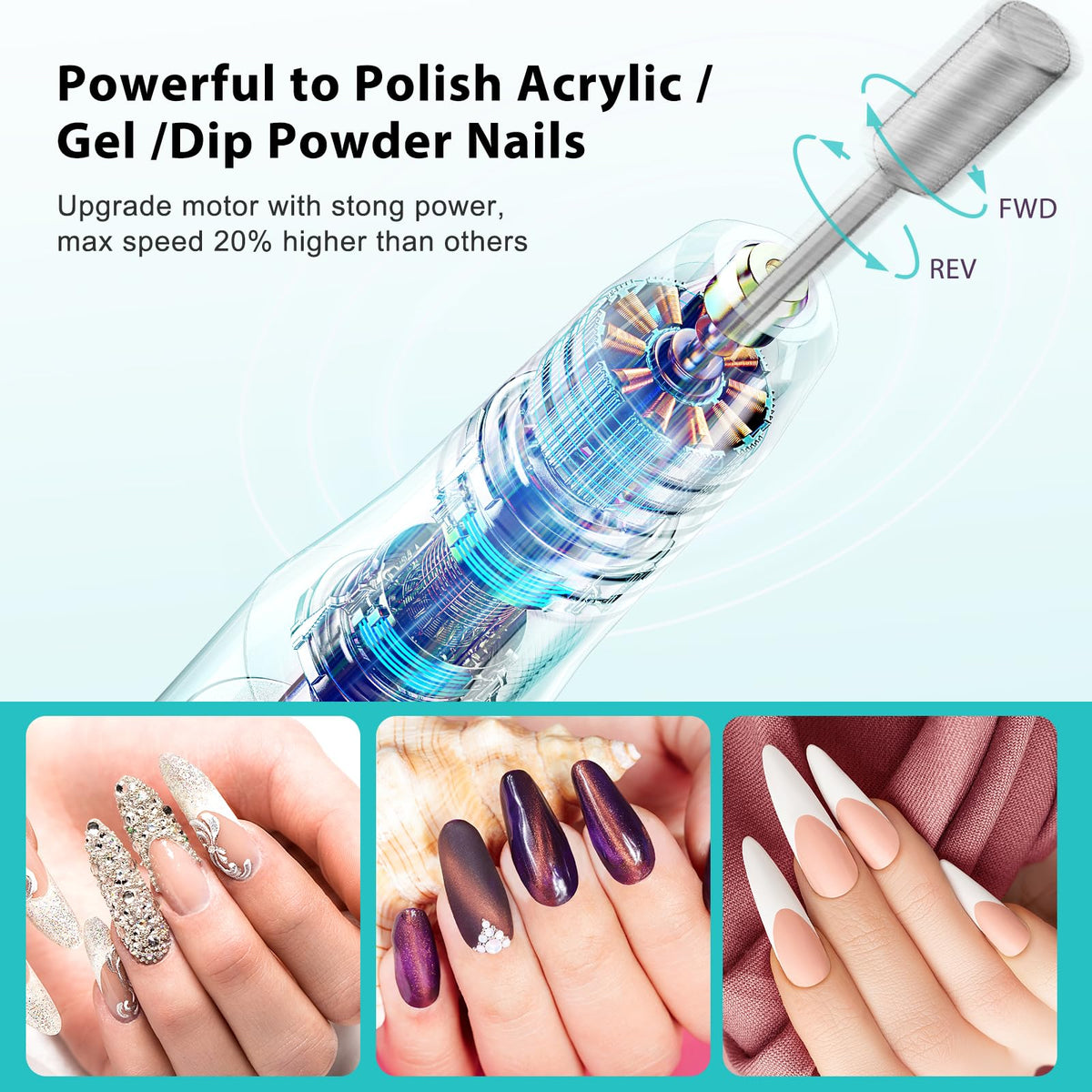 COSLUS C20 Cordless Nail Drill in use during a manicure session
