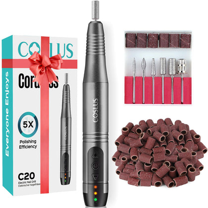 COSLUS C20 cordless nail drill kit front view with drill bits