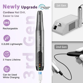 COSLUS C20 cordless nail drill showing adjustable speed settings