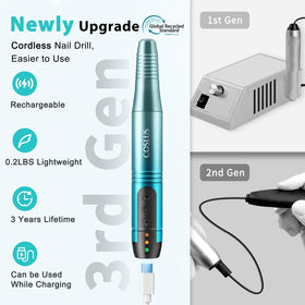 COSLUS C20 Cordless Nail Drill side view showcasing its pen-shaped design