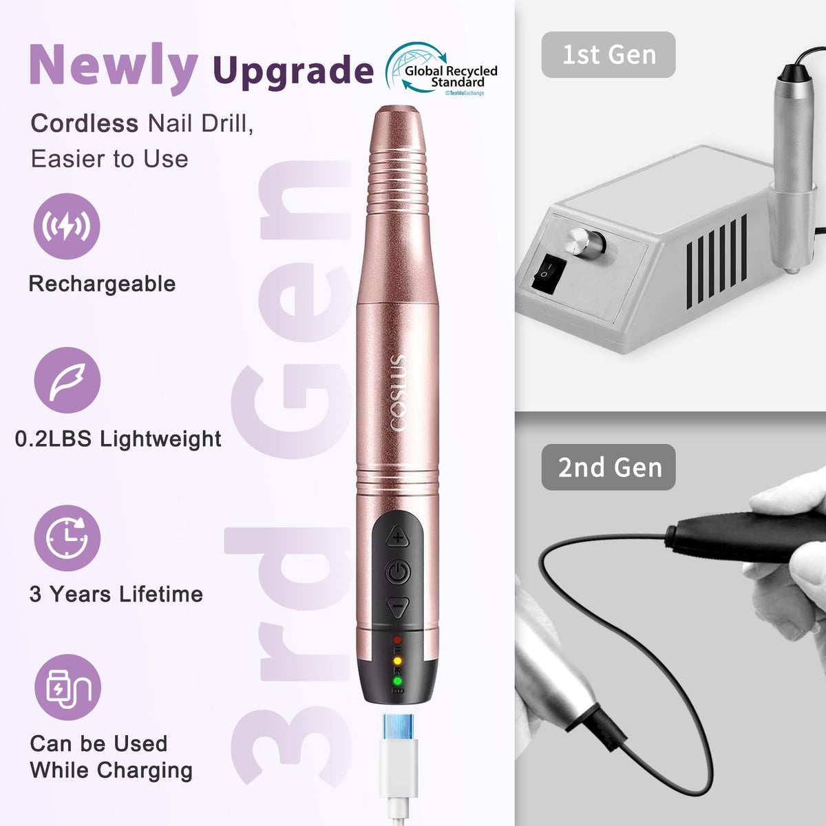 COSLUS C20 Nail Drill kit with accessories on a table