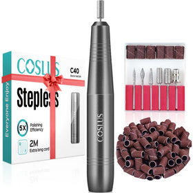 COSLUS C40 Electric Nail Drill Kit front view with drill bits