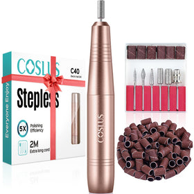 COSLUS C40 Electric Nail Drill Kit with 6 drill bits and sanding bands