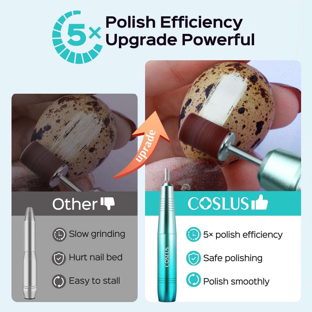COSLUS C40 Electric Nail Drill with six nail drill bits displayed
