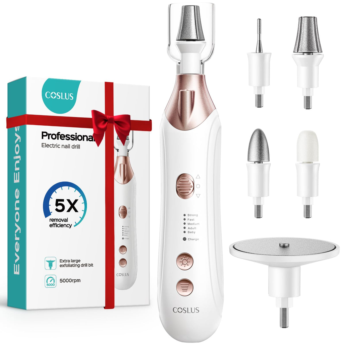 COSLUS C43 Professional Manicure Pedicure Kit with wider grinder front view