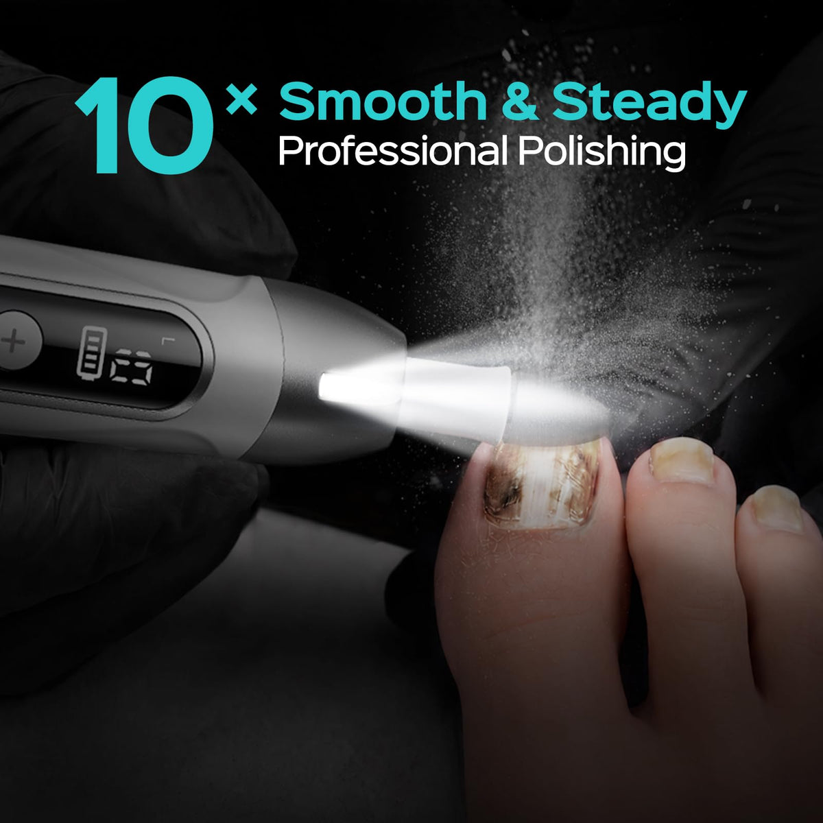 COSLUS C60 nail file in use on thick toenails