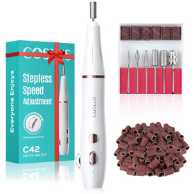 COSLUS Cordless Electric Nail Drill front view with speed control knob
