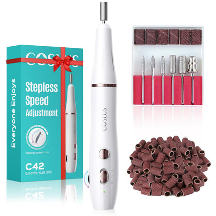 COSLUS Cordless Electric Nail Drill front view with speed control knob