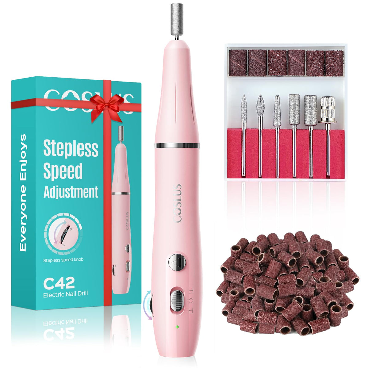 COSLUS Cordless Nail Drill front view with speed control