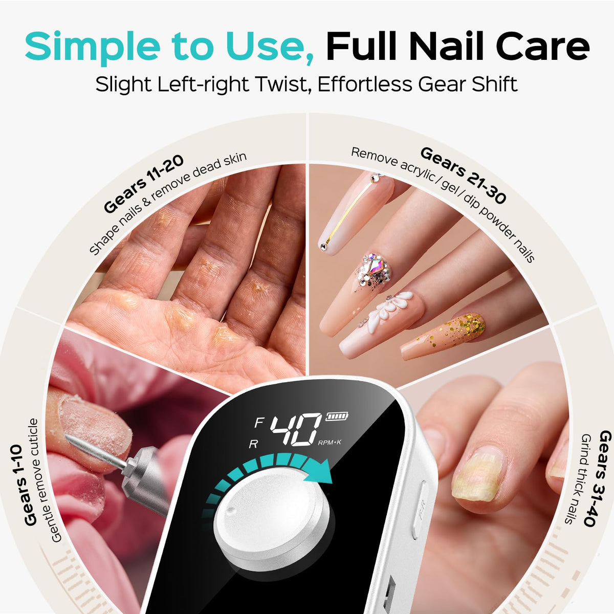 COSLUS E51 Nail Drill back clip for hands-free use