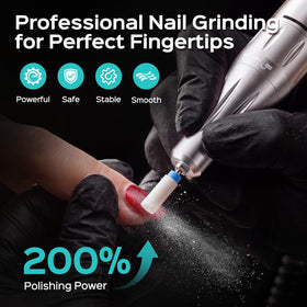 COSLUS E51 Nail Drill in use on acrylic nails