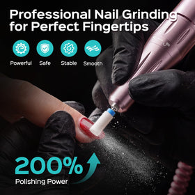 COSLUS E51 Nail Drill in use on acrylic nails