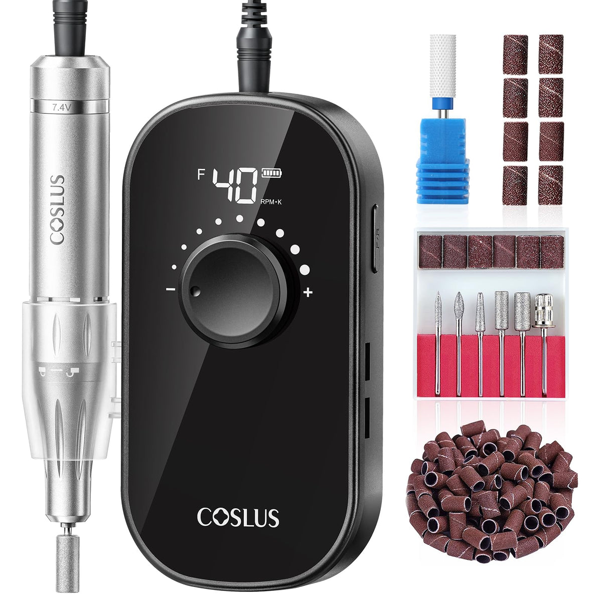 COSLUS E51 Professional Nail Drill front view with LED display