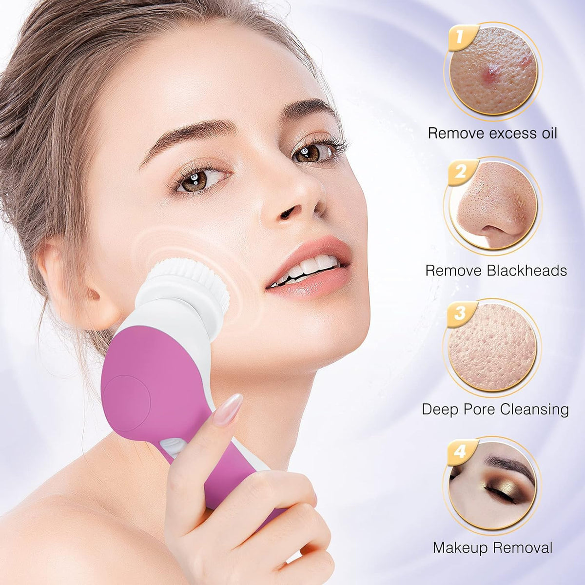 COSLUS Facial Cleansing Brush close-up of silicone head