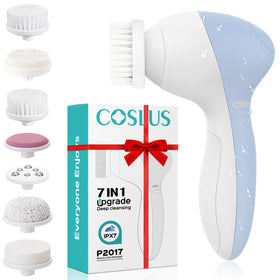 COSLUS Facial Cleansing Brush front view with multiple brush heads