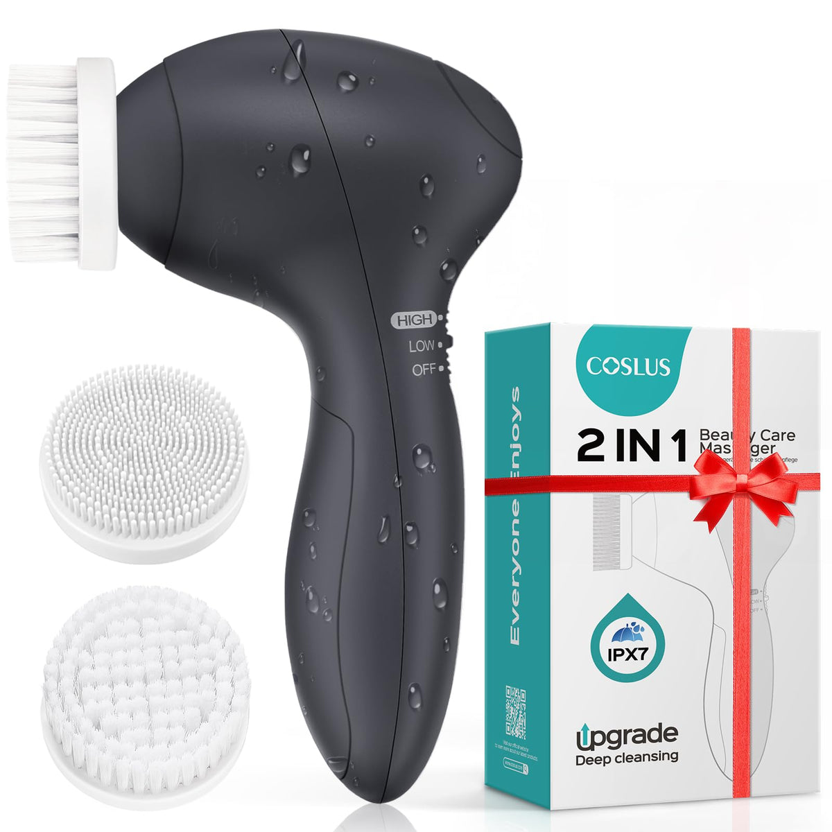COSLUS Facial Cleansing Brush front view with rotating design